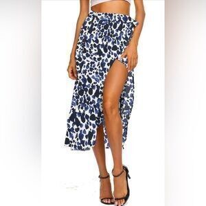 Boho Leopard Skirt High Low Split Summer Beach Midi Wrap Skirt